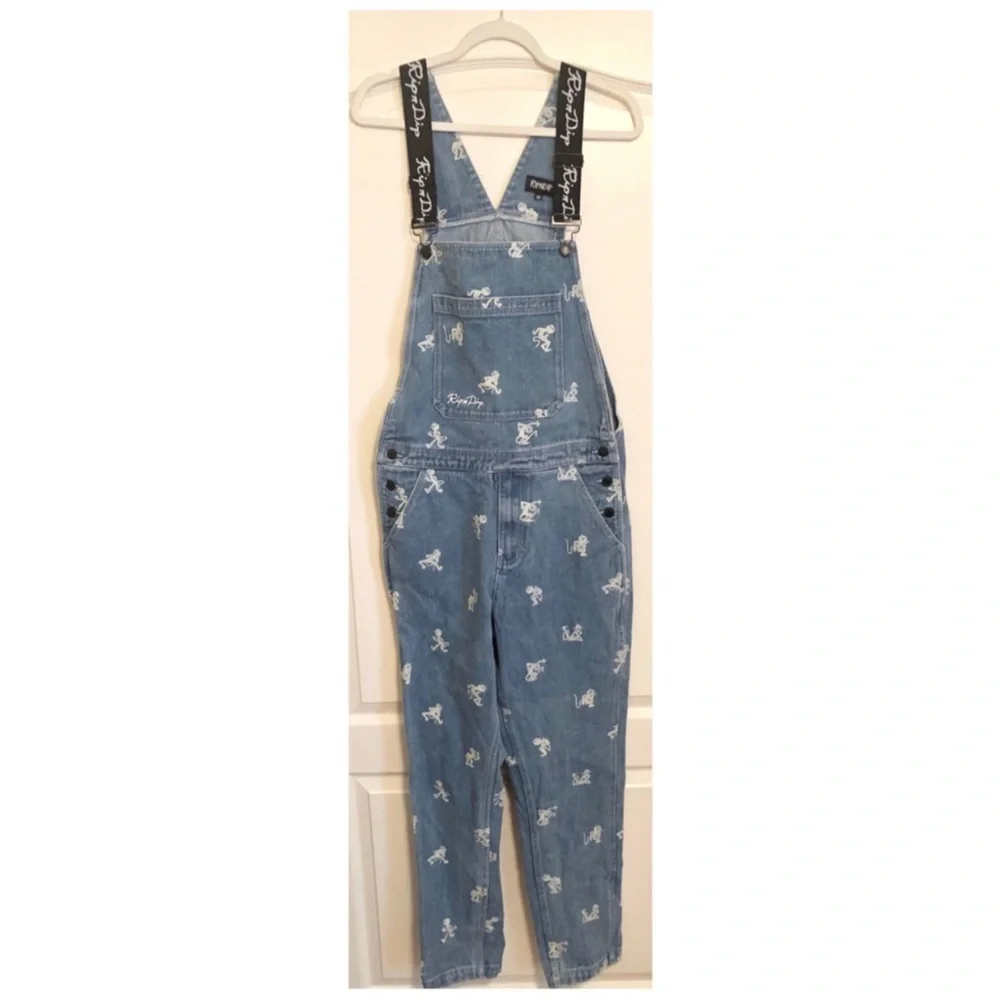 RIPNDIP Denim Dance Party Cat Overalls Small Rip N Dip Jeans - Picture 2 of 9